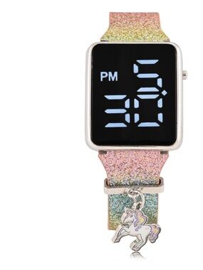 LED Glitter Unicorn Charm Smart Watch